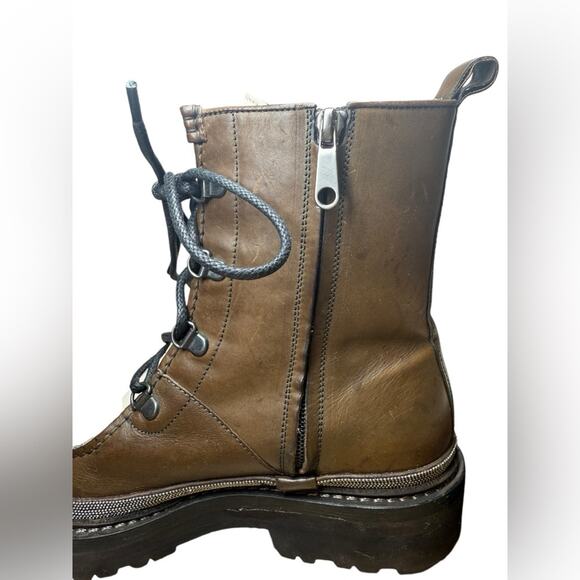 Brunello Cucinelli Leather Lace Up Combat Boots Size 36.5 or US 6.5 - Picture 6 of 12